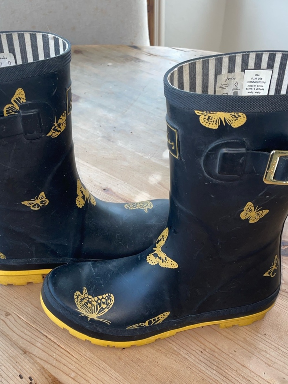 Joules Butterfly Rain Boots Cottagecore Preppy Festival Wellies - Picture 2 of 7